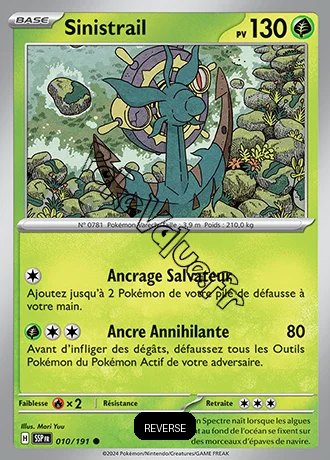 Carte Pokémon Sinistrail  Reverse n°010 de la série Étincelles Déferlantes