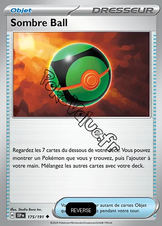 Carte Pokémon Sombre Ball Reverse n°175 de la série Étincelles Déferlantes