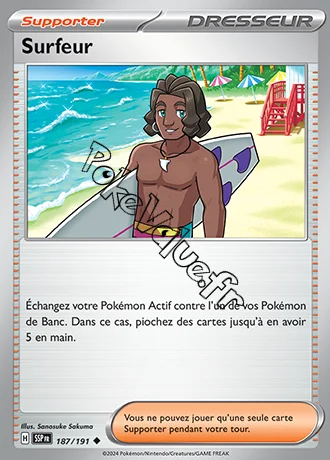 Carte Pokémon Surfeur n°187 de la série Étincelles Déferlantes