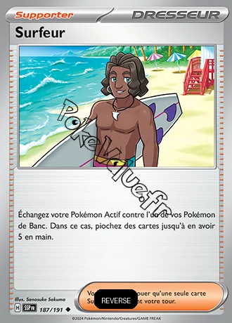 Carte Pokémon Surfeur Reverse n°187 de la série Étincelles Déferlantes