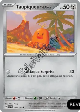 Carte Pokémon Taupiqueur d’Alola Reverse n°122 de la série Étincelles Déferlantes