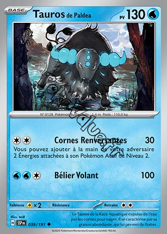 Carte Pokémon Tauros de Paldea  n°039 de la série Étincelles Déferlantes