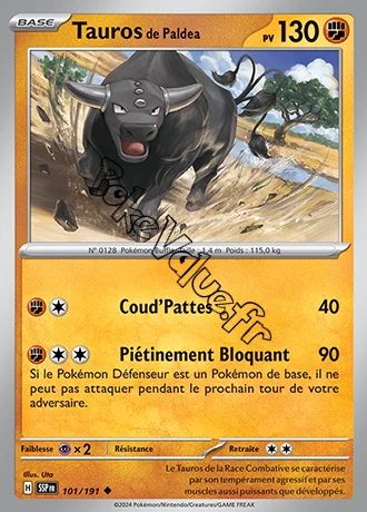 Carte Pokémon Tauros de Paldea  n°101 de la série Étincelles Déferlantes
