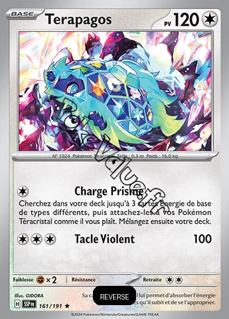 Carte Pokémon Terapagos  Reverse n°161 de la série Étincelles Déferlantes
