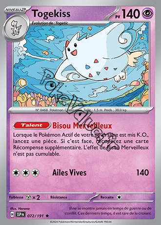Carte Pokémon Togekiss  n°072 de la série Étincelles Déferlantes