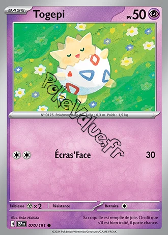 Carte Pokémon Togepi  n°070 de la série Étincelles Déferlantes
