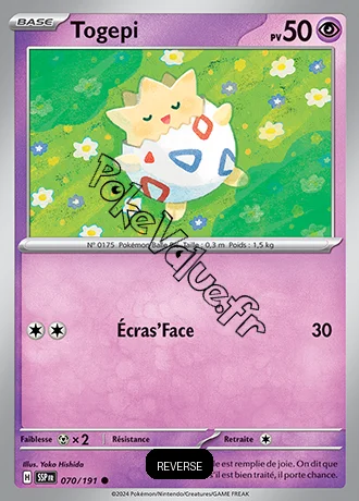Carte Pokémon Togepi  Reverse n°070 de la série Étincelles Déferlantes