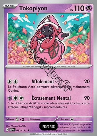 Carte Pokémon Tokopiyon  Reverse n°092 de la série Étincelles Déferlantes