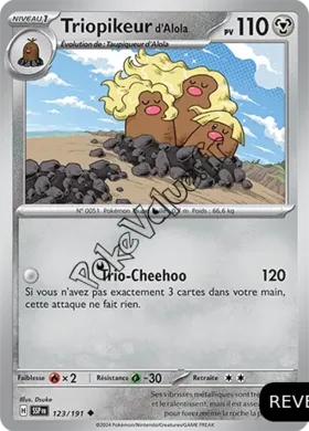 Carte Pokémon Triopikeur d’Alola Reverse n°123 de la série Étincelles Déferlantes