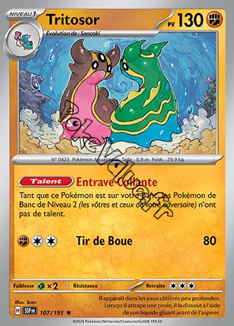Carte Pokémon Tritosor  n°107 de la série Étincelles Déferlantes