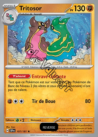 Carte Pokémon Tritosor  Reverse n°107 de la série Étincelles Déferlantes