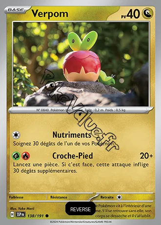 Carte Pokémon Verpom  Reverse n°138 de la série Étincelles Déferlantes