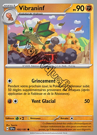 Carte Pokémon Vibraninf  n°105 de la série Étincelles Déferlantes