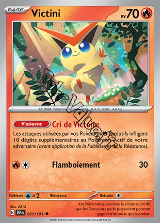 Carte Pokémon Victini  n°021 de la série Étincelles Déferlantes