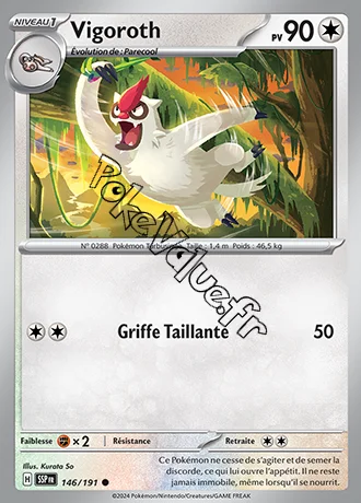 Carte Pokémon Vigoroth  n°146 de la série Étincelles Déferlantes