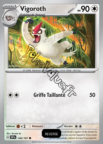 Carte Pokémon Vigoroth  Reverse n°146 de la série Étincelles Déferlantes