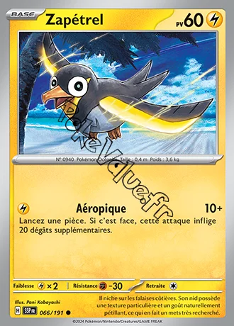 Carte Pokémon Zapétrel n°066 de la série Étincelles Déferlantes