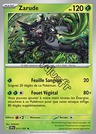 Carte Pokémon Zarude  n°011 de la série Étincelles Déferlantes