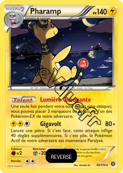 Carte Pokémon Ampharos  Reverse n°40 de la série Offensive Vapeur