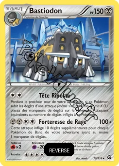 Carte Pokémon Bastiodon  Reverse n°70 de la série Offensive Vapeur