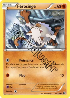 Carte Pokémon Mankey  n°52 de la série Offensive Vapeur