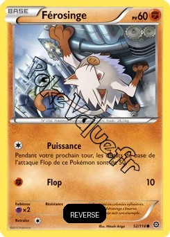 Carte Pokémon Mankey  Reverse n°52 de la série Offensive Vapeur