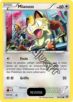 Carte Pokémon Meowth  Reverse n°88 de la série Offensive Vapeur