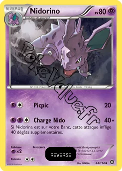Carte Pokémon Nidorino  Reverse n°44 de la série Offensive Vapeur