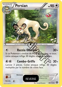 Carte Pokémon Persian  Reverse n°89 de la série Offensive Vapeur