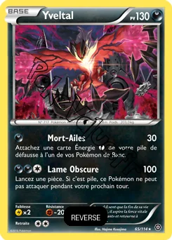 Carte Pokémon Yveltal  Reverse n°65 de la série Offensive Vapeur
