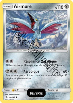 Carte Pokémon Airmure  Reverse n°88 de la série Soleil et Lune