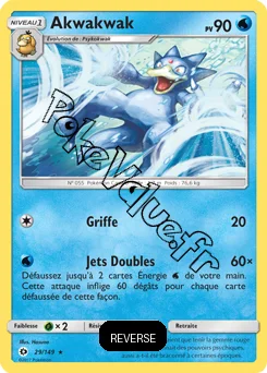 Carte Pokémon Akwakwak  Reverse n°29 de la série Soleil et Lune