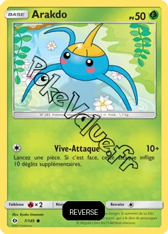 Carte Pokémon Arakdo  Reverse n°7 de la série Soleil et Lune
