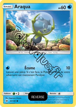 Carte Pokémon Araqua  Reverse n°45 de la série Soleil et Lune