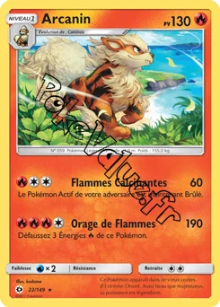 Carte Pokémon Arcanin  n°22 de la série Soleil et Lune