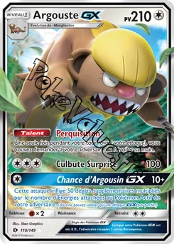 Carte Pokémon Argouste GX  n°110 de la série Soleil et Lune