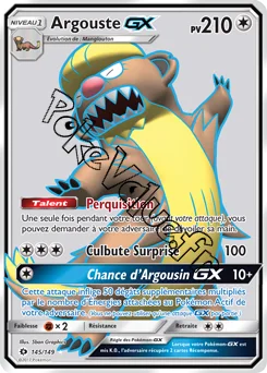 Carte Pokémon Argouste GX  n°145 de la série Soleil et Lune
