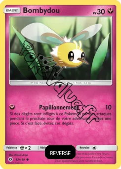 Carte Pokémon Bombydou  Reverse n°92 de la série Soleil et Lune