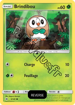 Carte Pokémon Brindibou  Reverse n°9 de la série Soleil et Lune