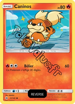 Carte Pokémon Caninos  Reverse n°21 de la série Soleil et Lune