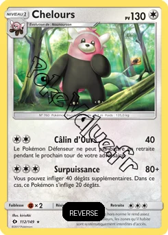 Carte Pokémon Chelours  Reverse n°112 de la série Soleil et Lune