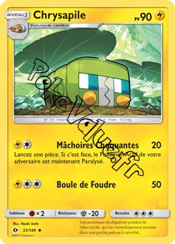 Carte Pokémon Chrysapile  n°51 de la série Soleil et Lune