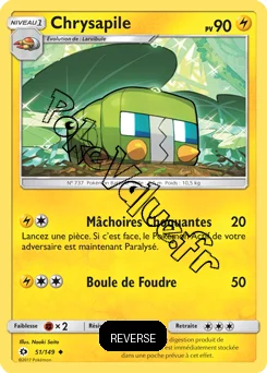 Carte Pokémon Chrysapile  Reverse n°51 de la série Soleil et Lune