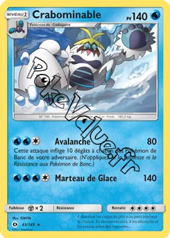 Carte Pokémon Crabominable  n°43 de la série Soleil et Lune