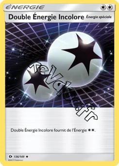 Carte Pokémon Double Énergie Incolore n°136 de la série Soleil et Lune