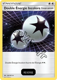 Carte Pokémon Double Énergie Incolore Reverse n°136 de la série Soleil et Lune