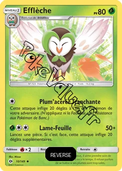 Carte Pokémon Efflèche Reverse n°10 de la série Soleil et Lune