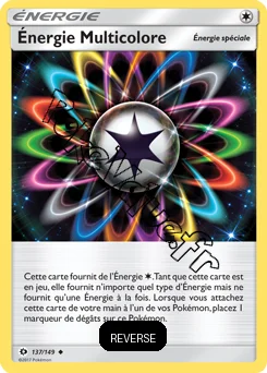 Carte Pokémon Énergie Multicolore Reverse n°137 de la série Soleil et Lune