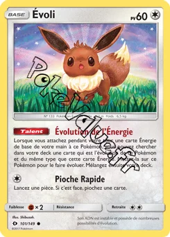 Carte Pokémon Évoli n°101 de la série Soleil et Lune