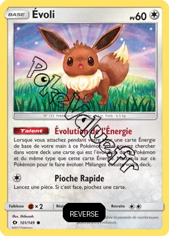 Carte Pokémon Évoli Reverse n°101 de la série Soleil et Lune
